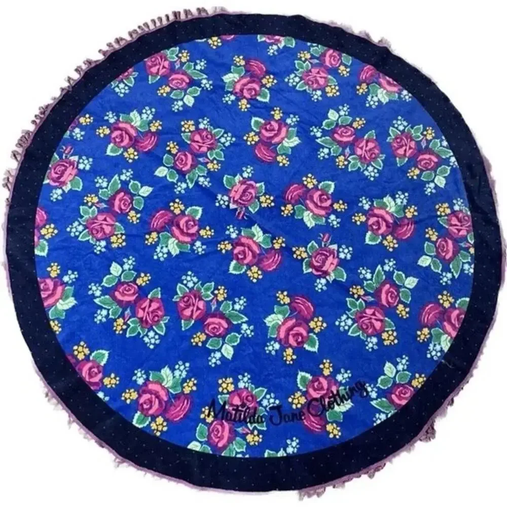 Matilda Jane Round Beach Bath Towel Fringe 60” Pink Rose